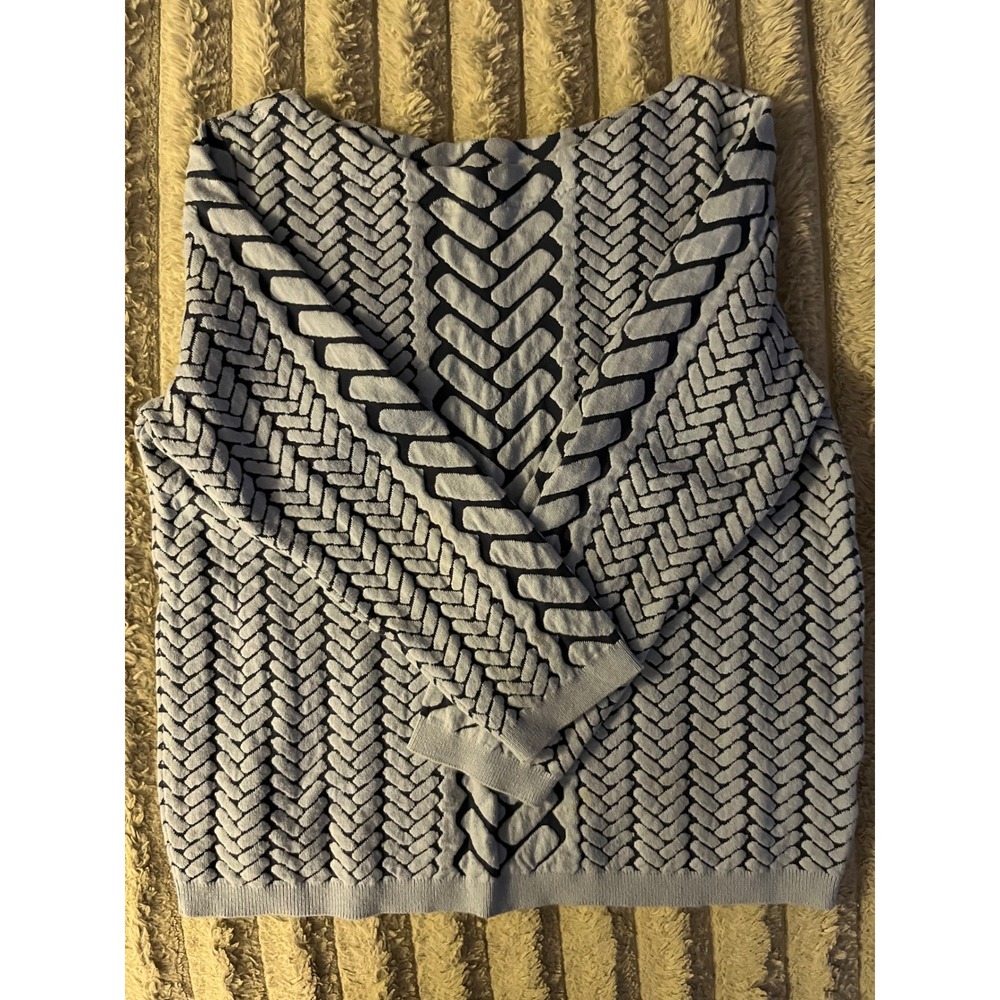 Worthington Womens BlackChevron Geometric Knit Boat Neck Sweater Large